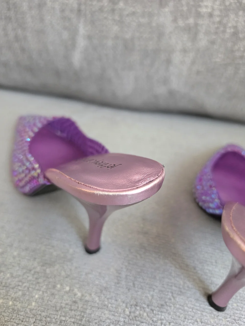 Jeffrey Campbell Pink & Purple Crystal Embellished Pointed Mule Heels